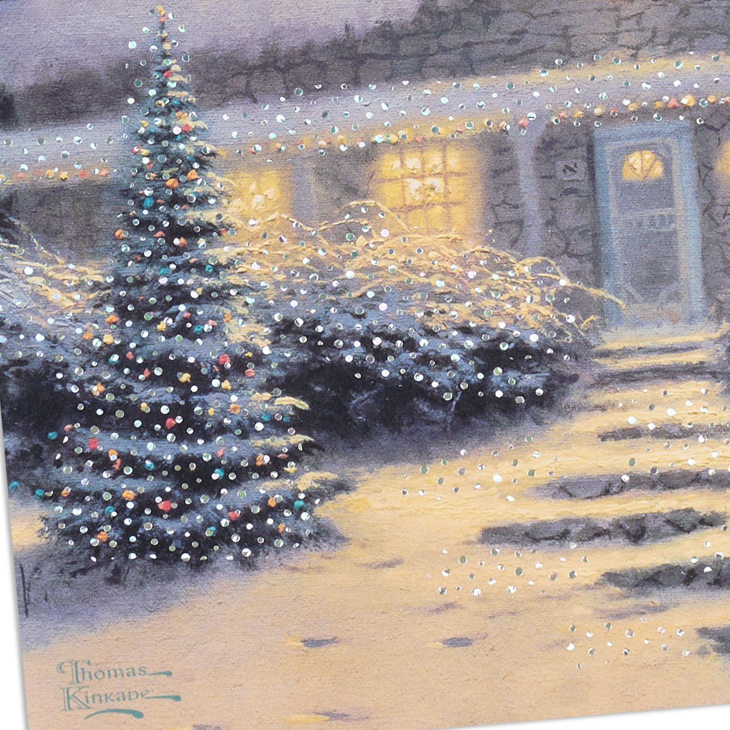 Thomas Kinkade "Christmas Eve" Husband Christmas Card Card Front Detail image number 6
