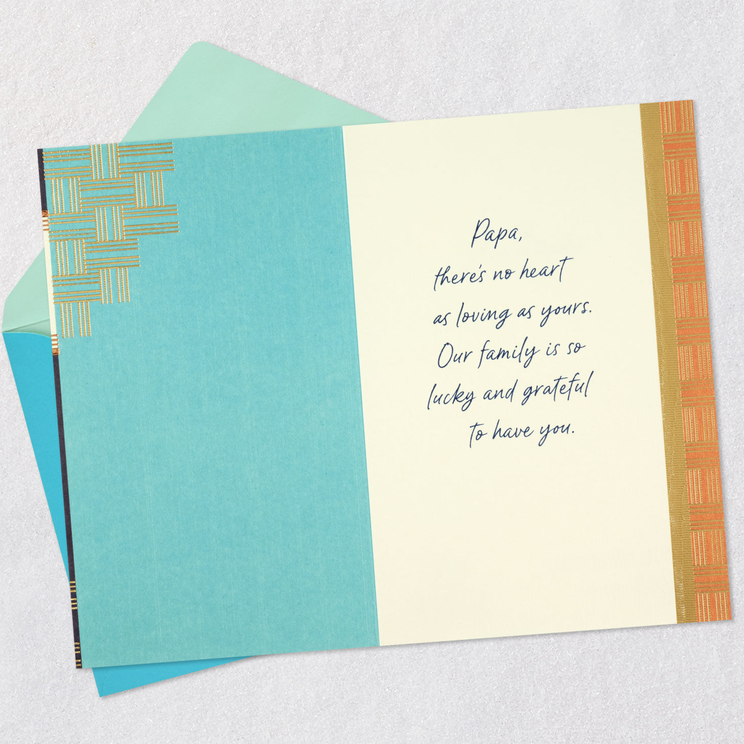 Botanical on Blue Papa Father's Day Card Open Card with Envelope image number 3