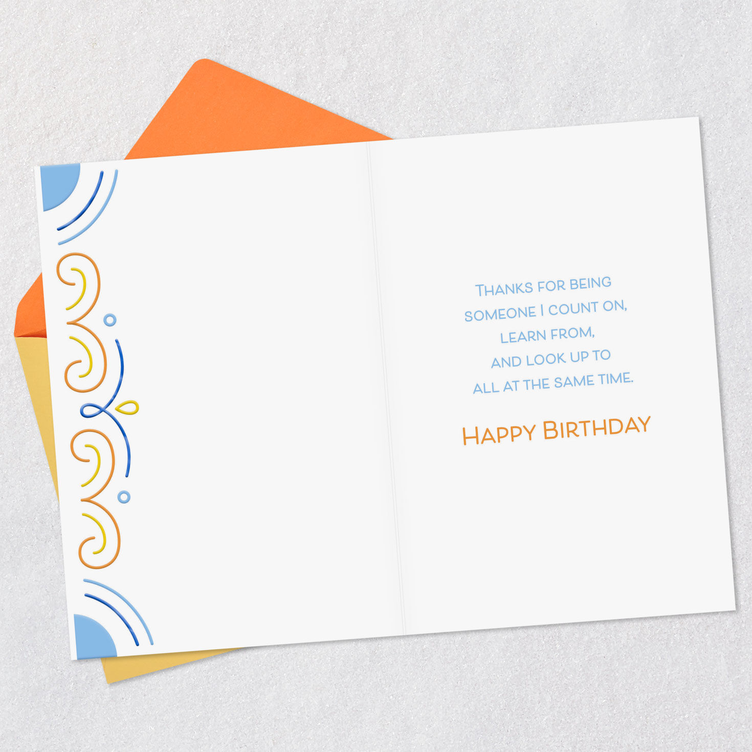 Blue and Gold Flourishes Godmother Birthday Card Open card with envelope image number 3