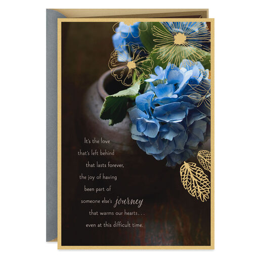 Love Lasts Forever Blue Hydrangea in Vase Sympathy Card, 