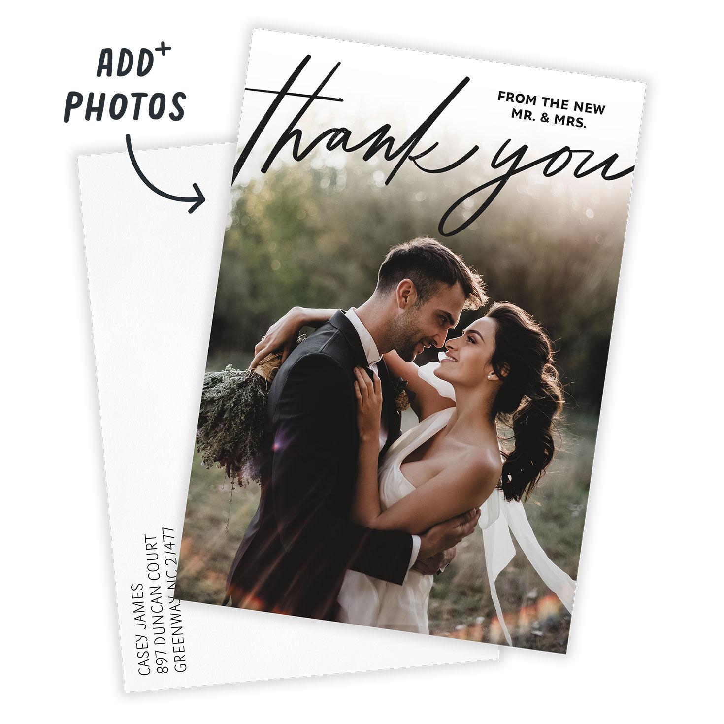 Black Script on Full Photo Wedding Thank-You Card, , large image number 2