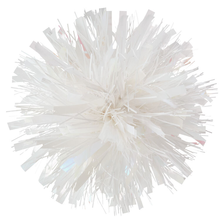 Iridescent and White Pom-Pom Gift Bow, 5.5"