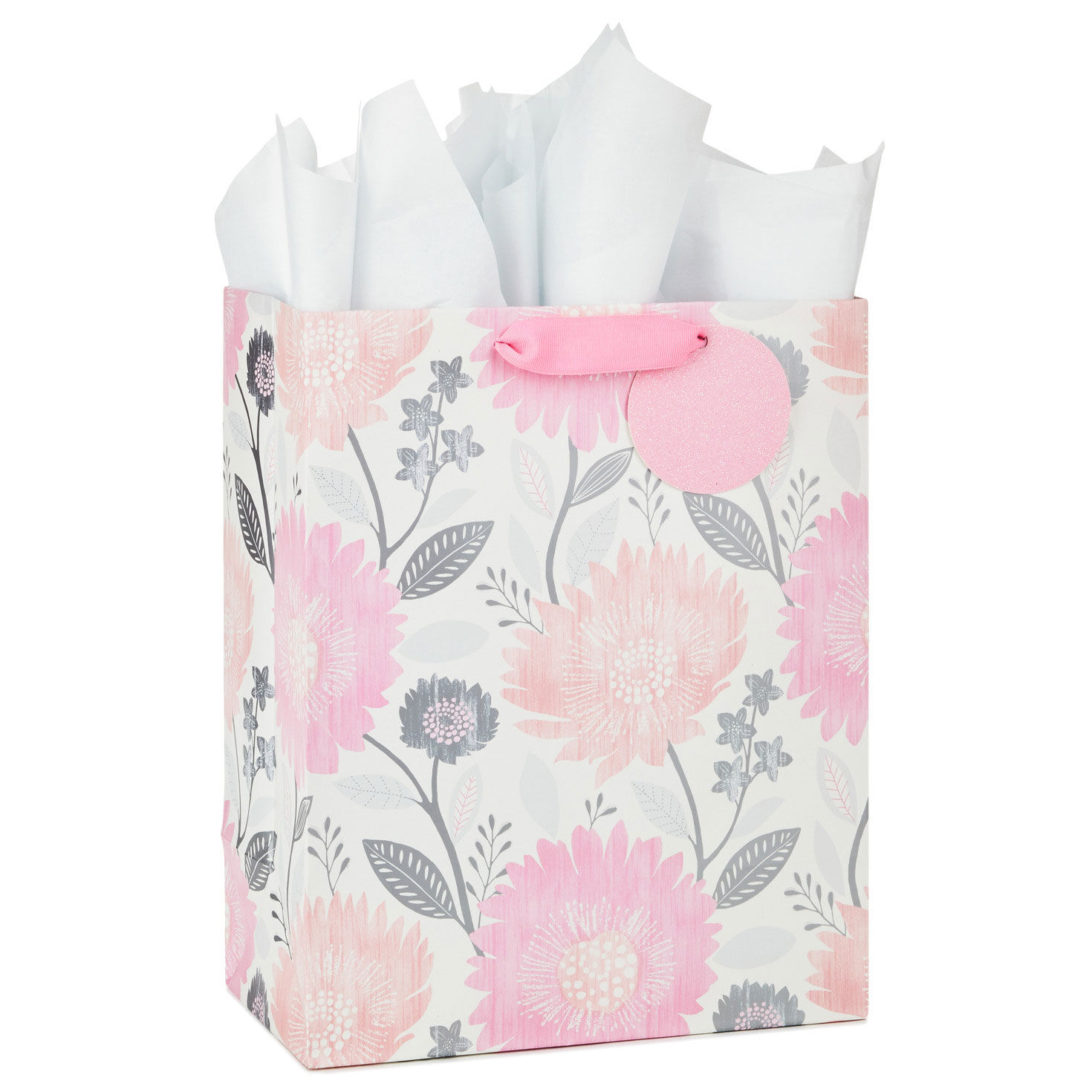 13" Pink and Peach Floral Large Gift Bag With Tissue Paper for only USD 7.99 | Hallmark
