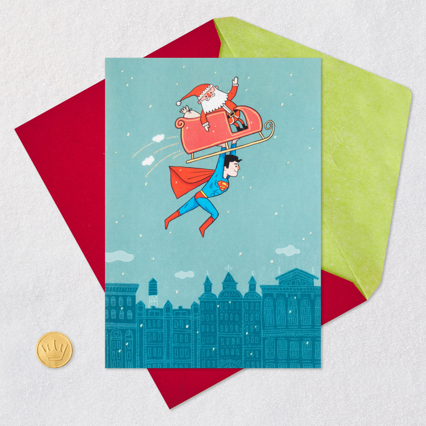 dc-superman-and-santa-musical-christmas-card-greeting-cards-hallmark