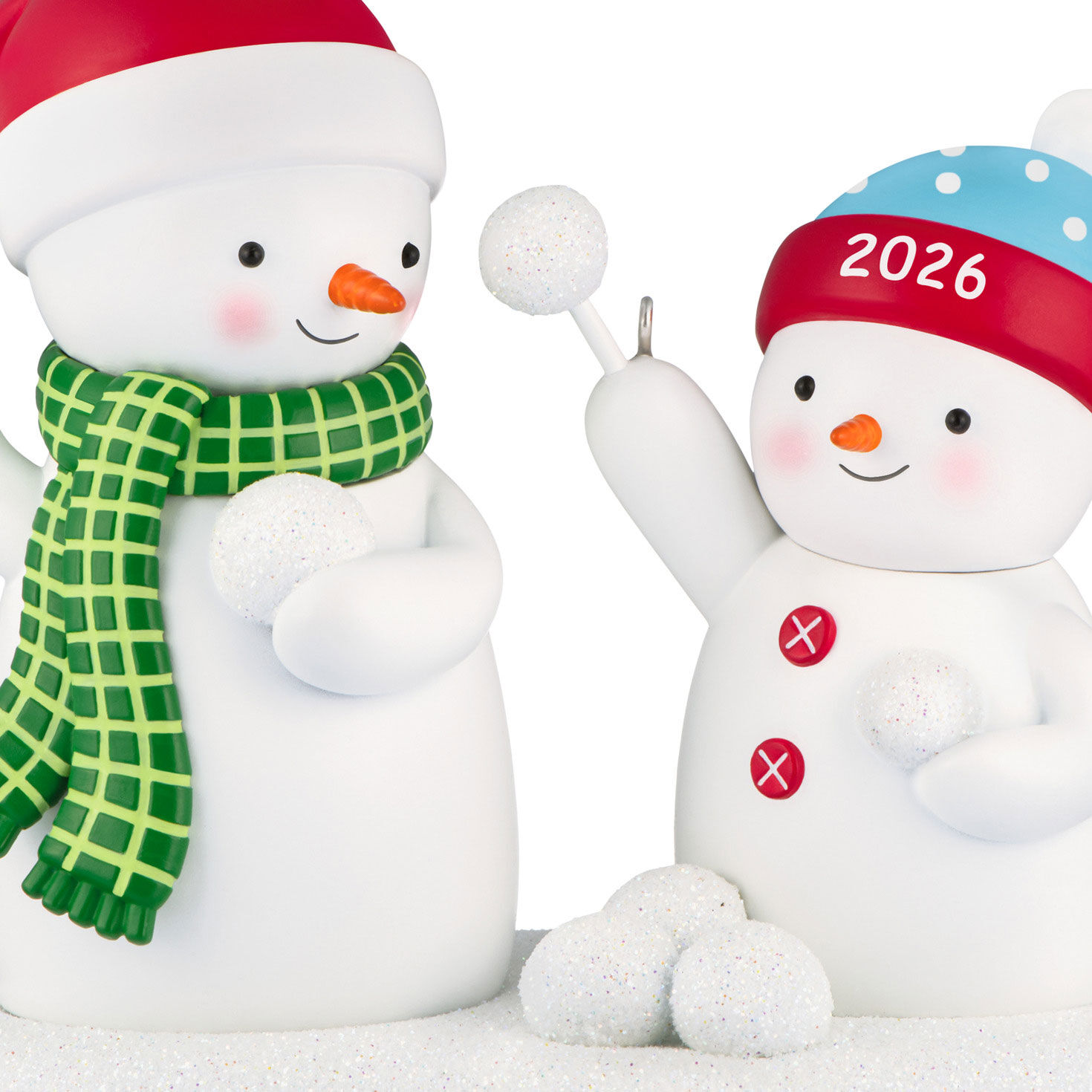Snowmen Tossing Snowballs Keepsake Ornament upclose view image number 5