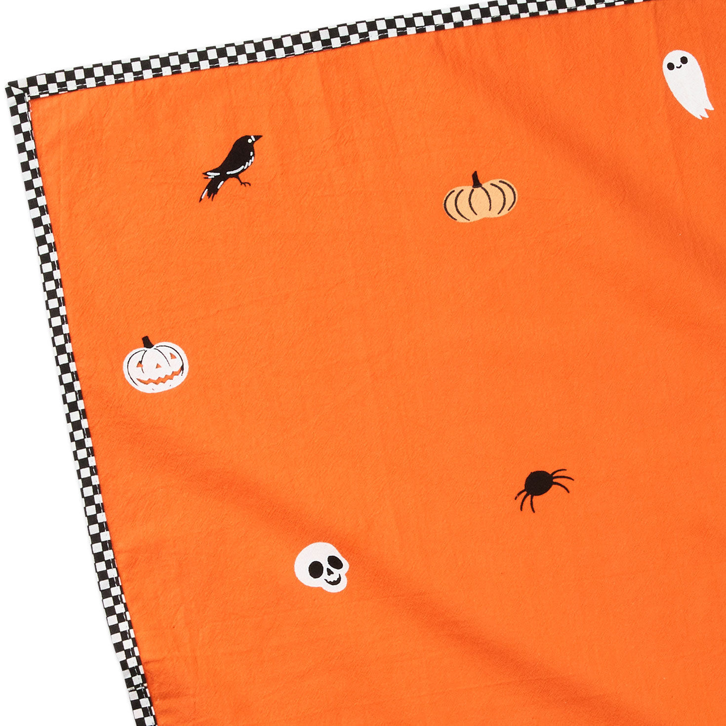 Orange Dish Towel With Halloween Icons upclose detail image number 5