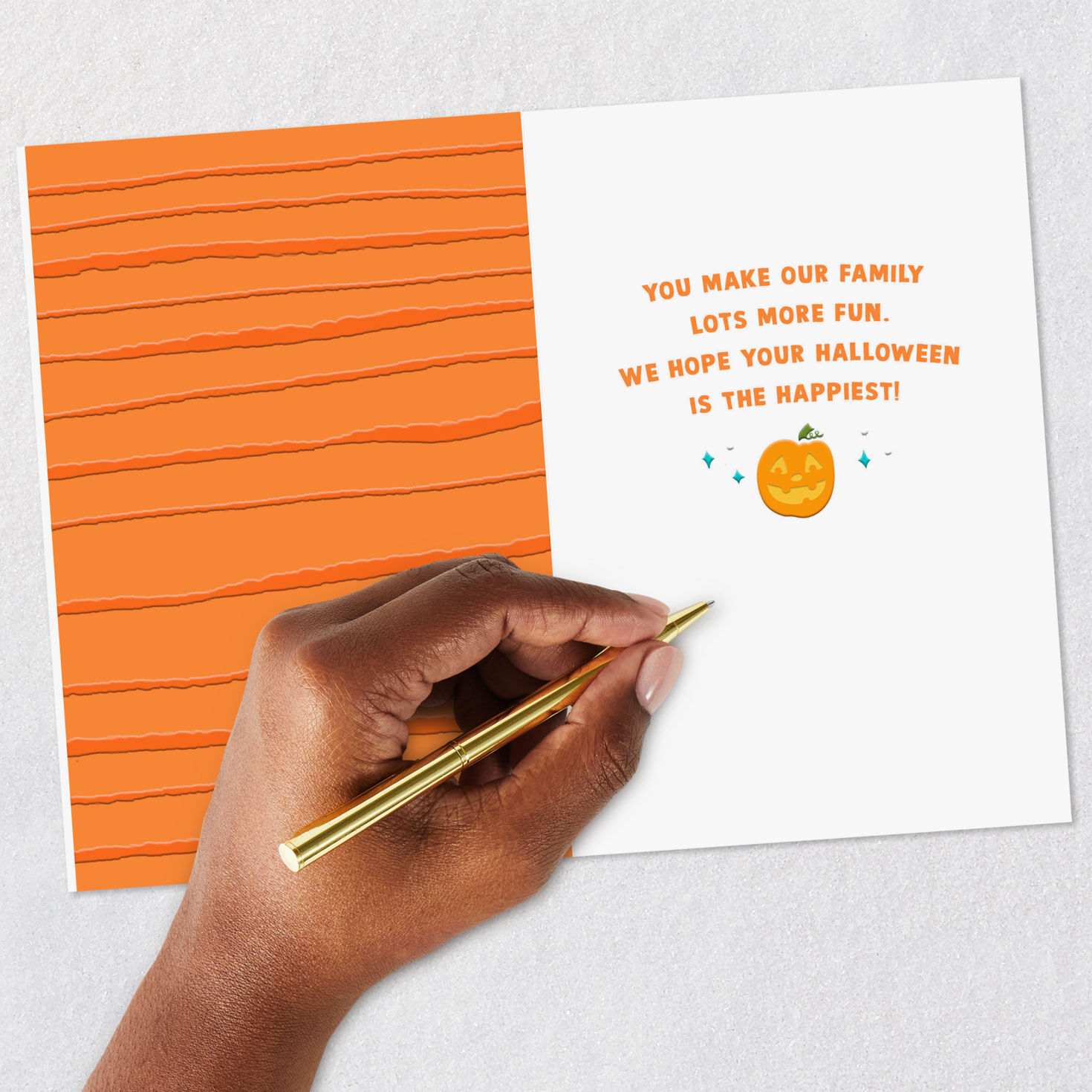 Stacked Pumpkins Halloween Card for Grandson Signing card image number 6