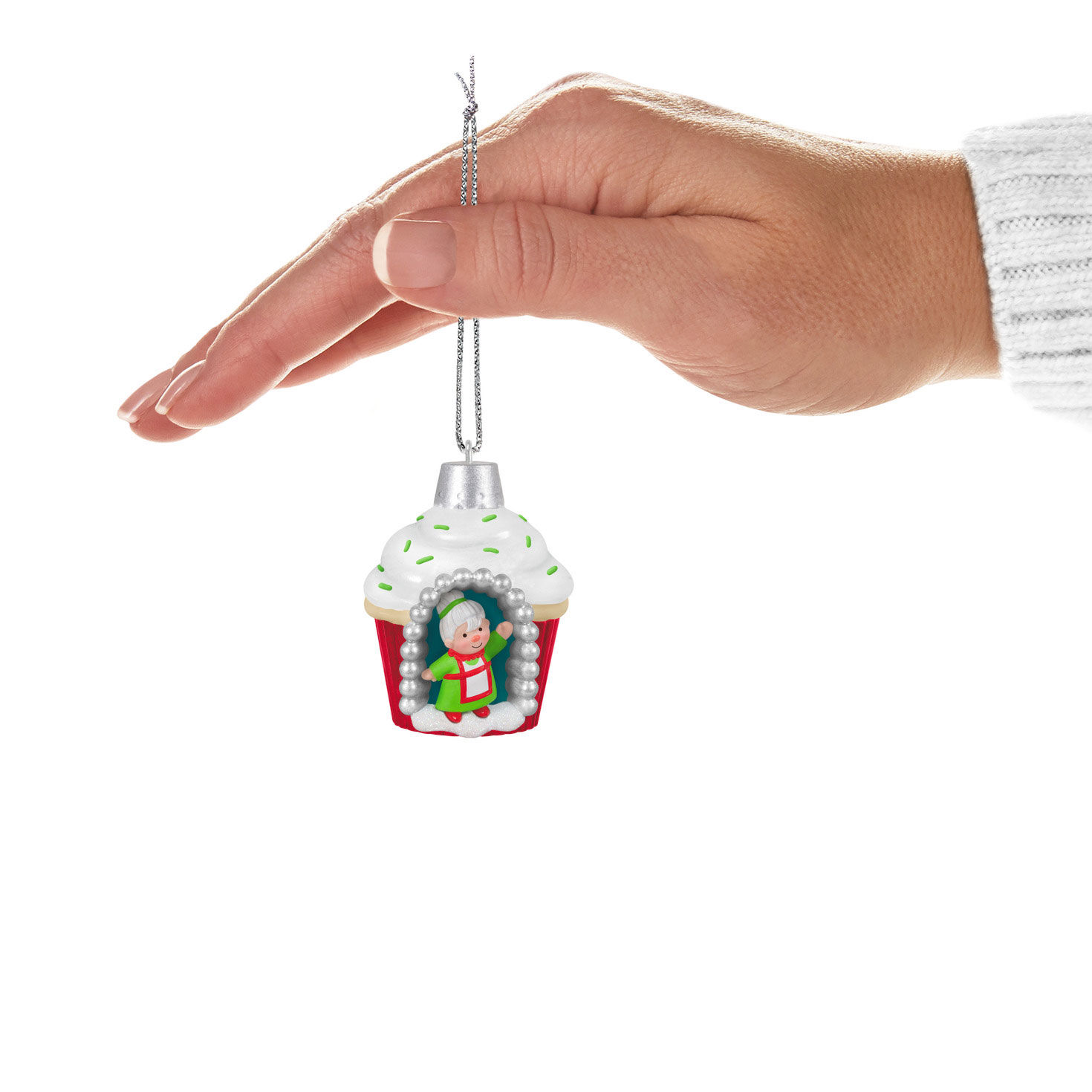 Mrs Claus in Cupcake Keepsake Ornament hand holding item image number 4