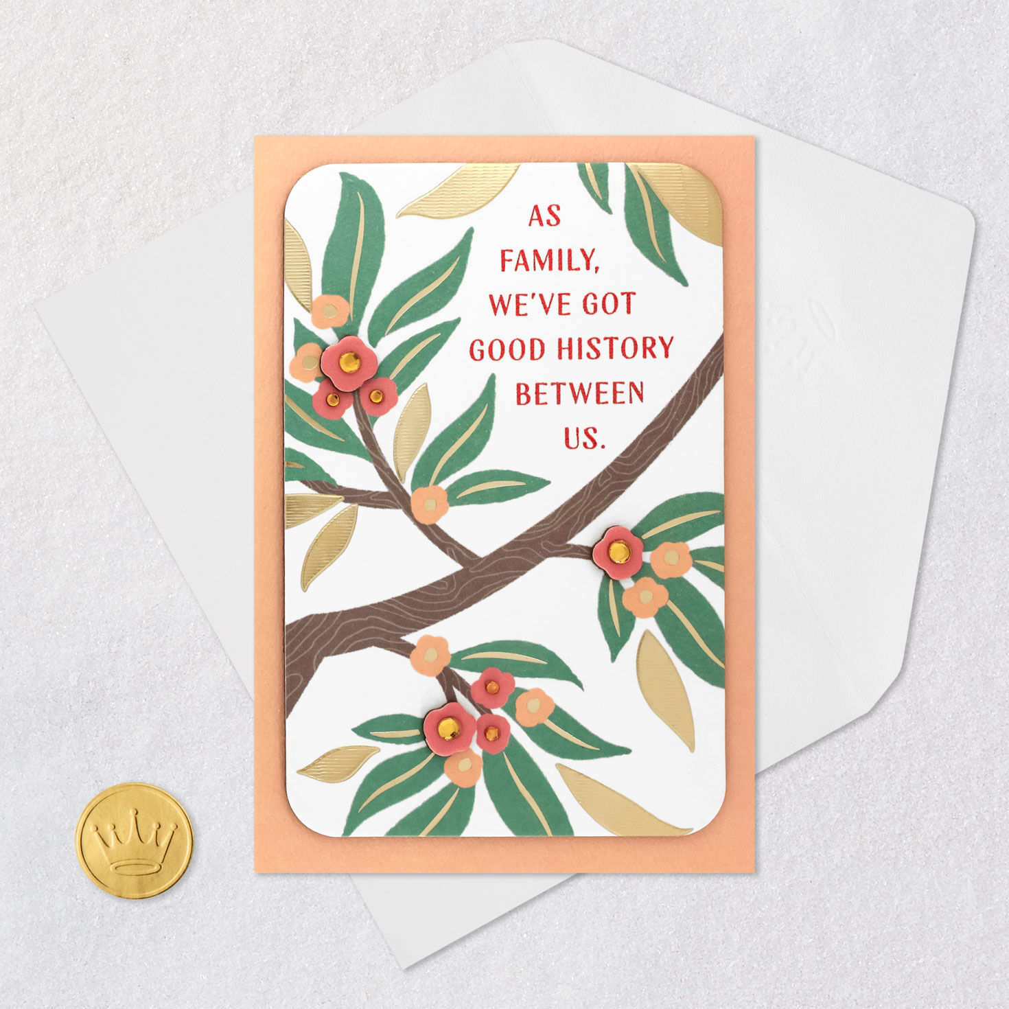Floral Branch Design Birthday Card for Woman Card Front with Envelope and Gold Seal image number 5