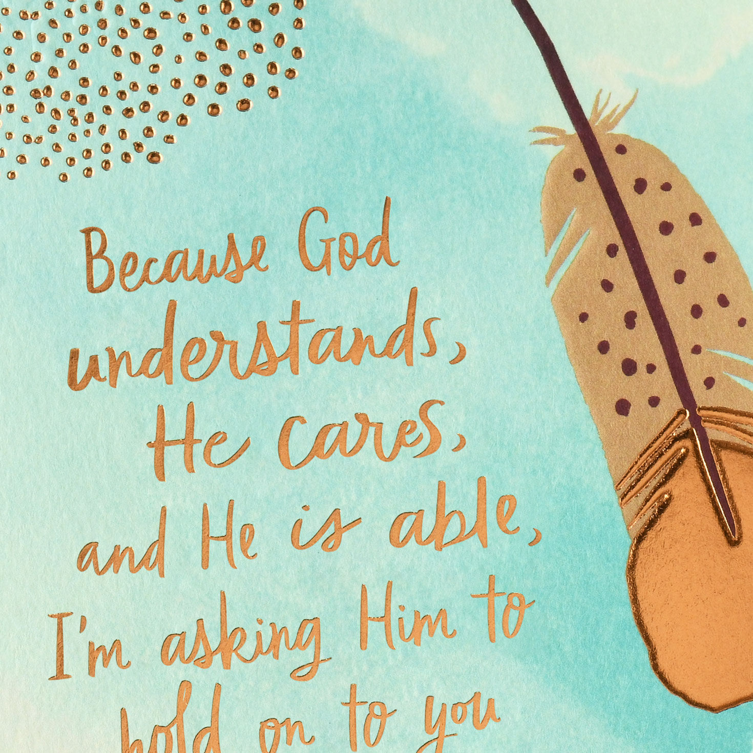 Feather in Blue Sky Christian Thinking of You Card Card Front Detail image number 4
