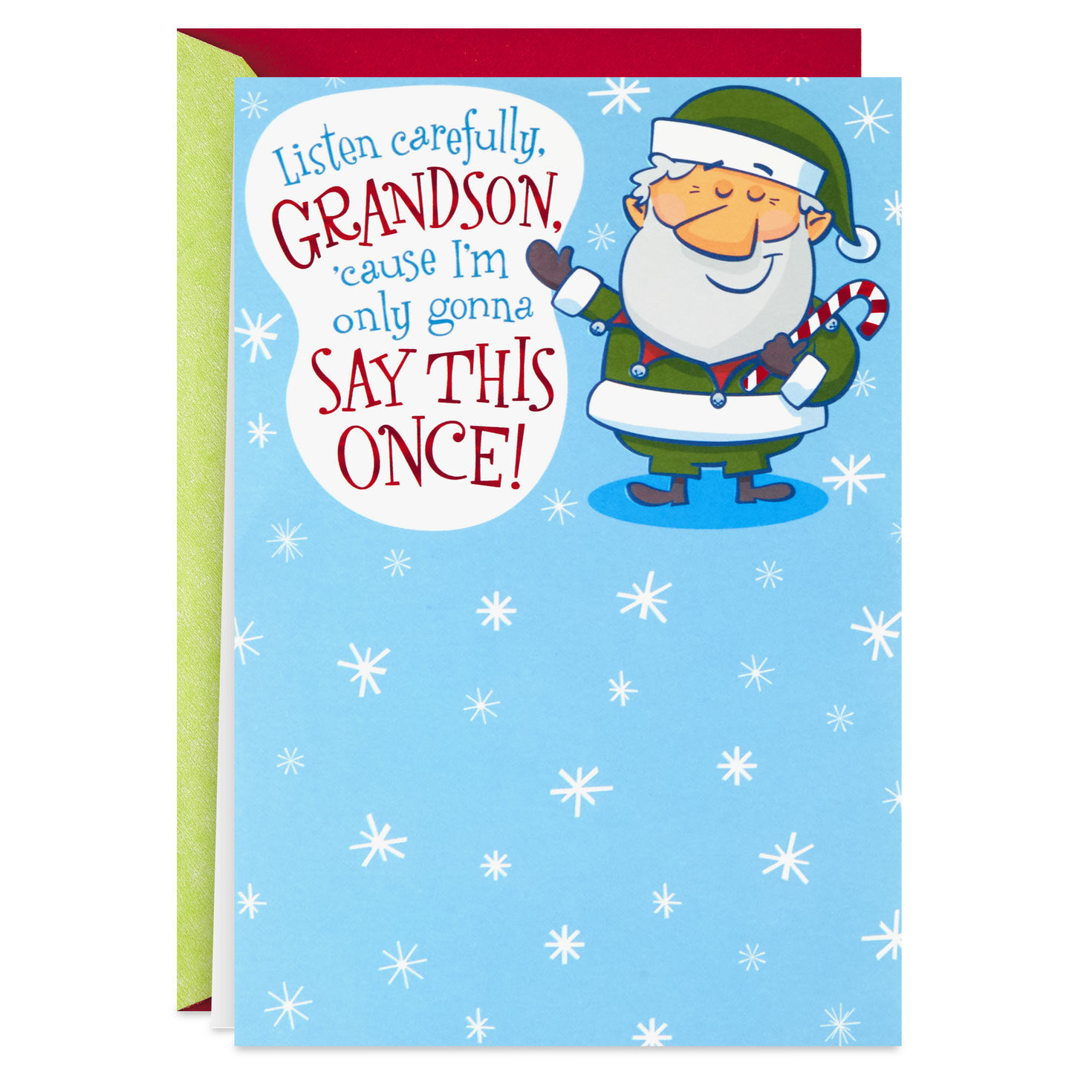 Only Going to Say This Once Pop-Up Christmas Card for Grandson
