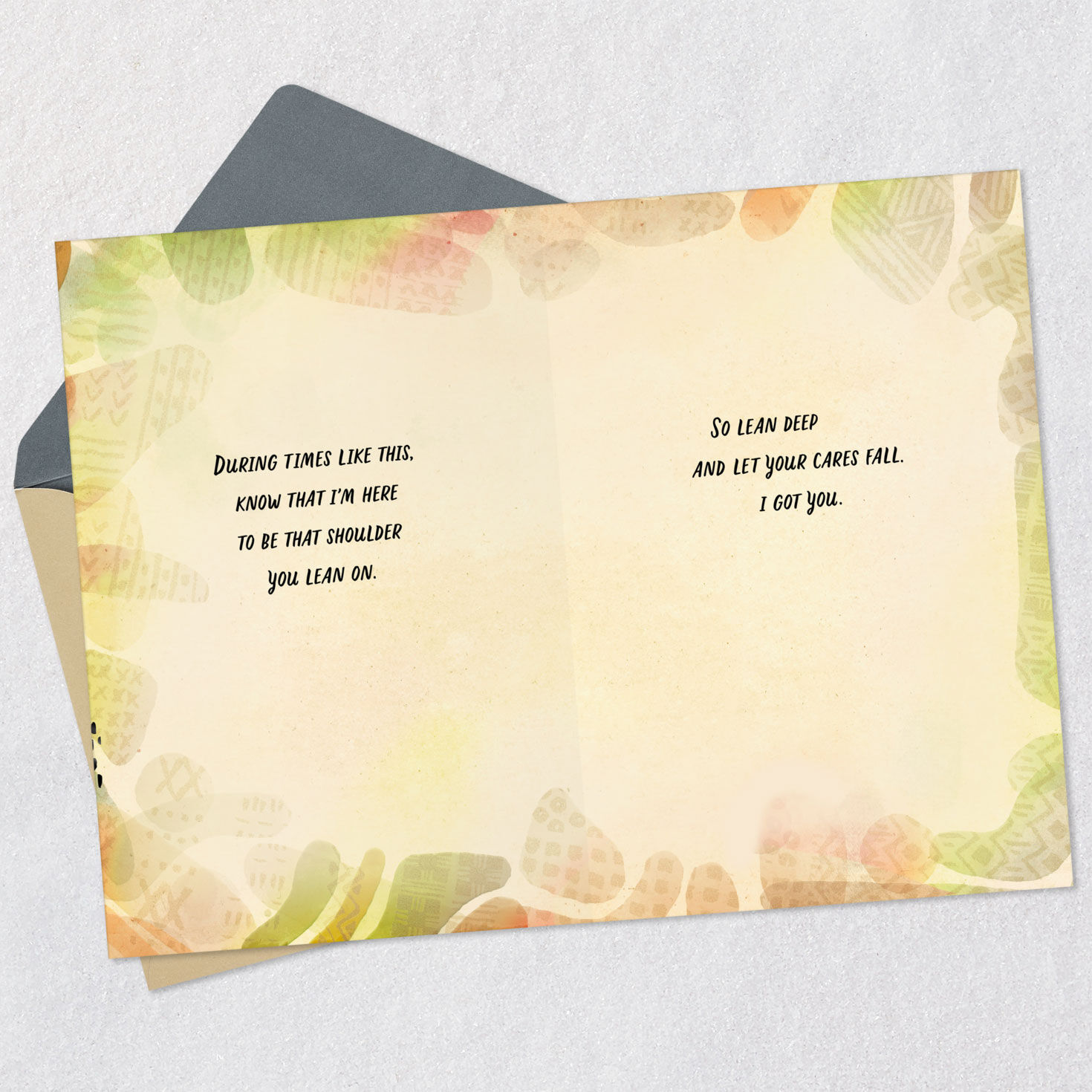 Green and Orange Abstract Encouragement Card Open card with envelope image number 4