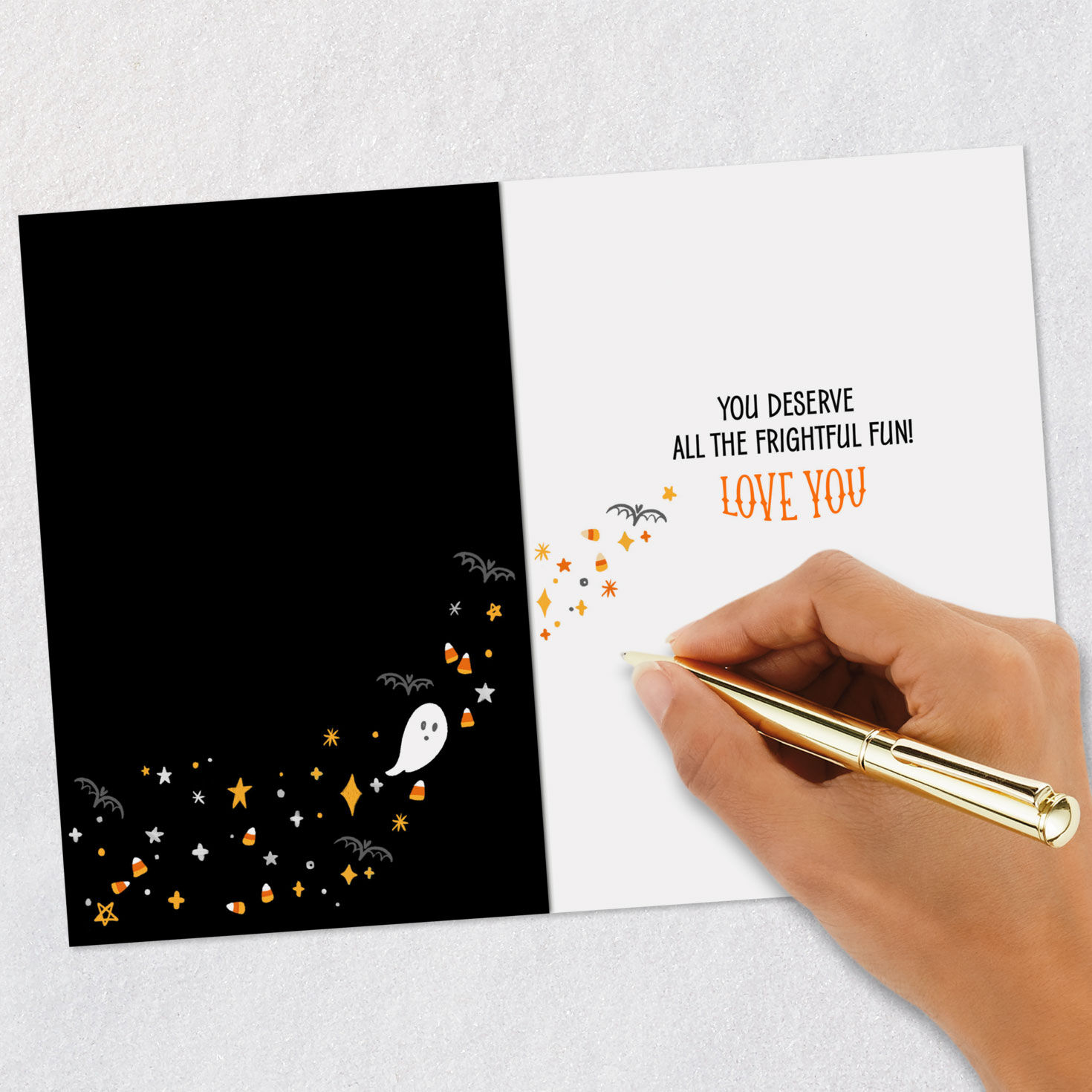 Cute Icons Black Halloween Card for Grandson signing card image number 6