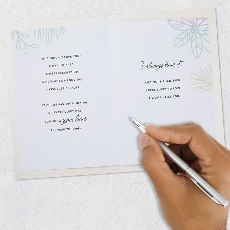 Watercolor Flowers Romantic Christmas Card for Her Signing card image number 8