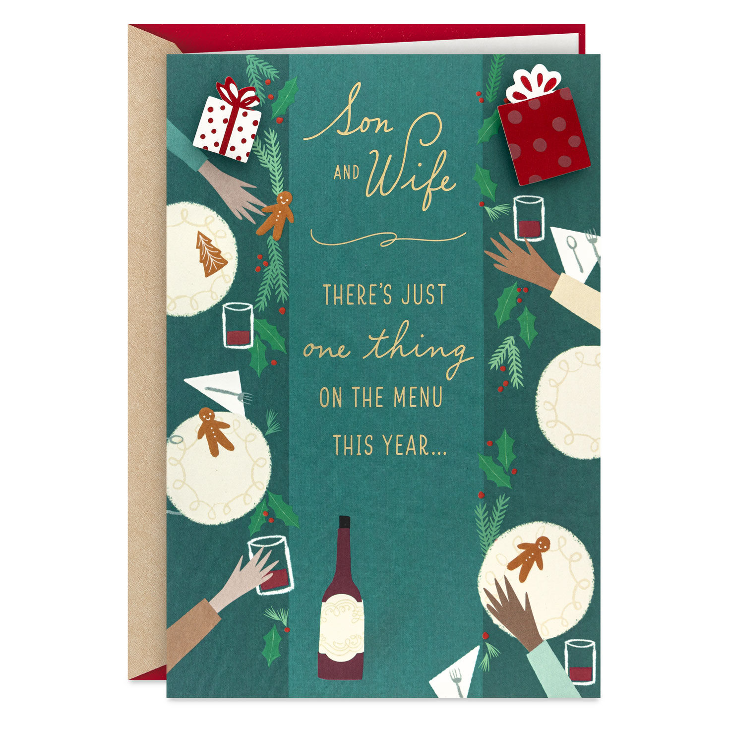 Love Is on the Menu Christmas Card for Son and Wife