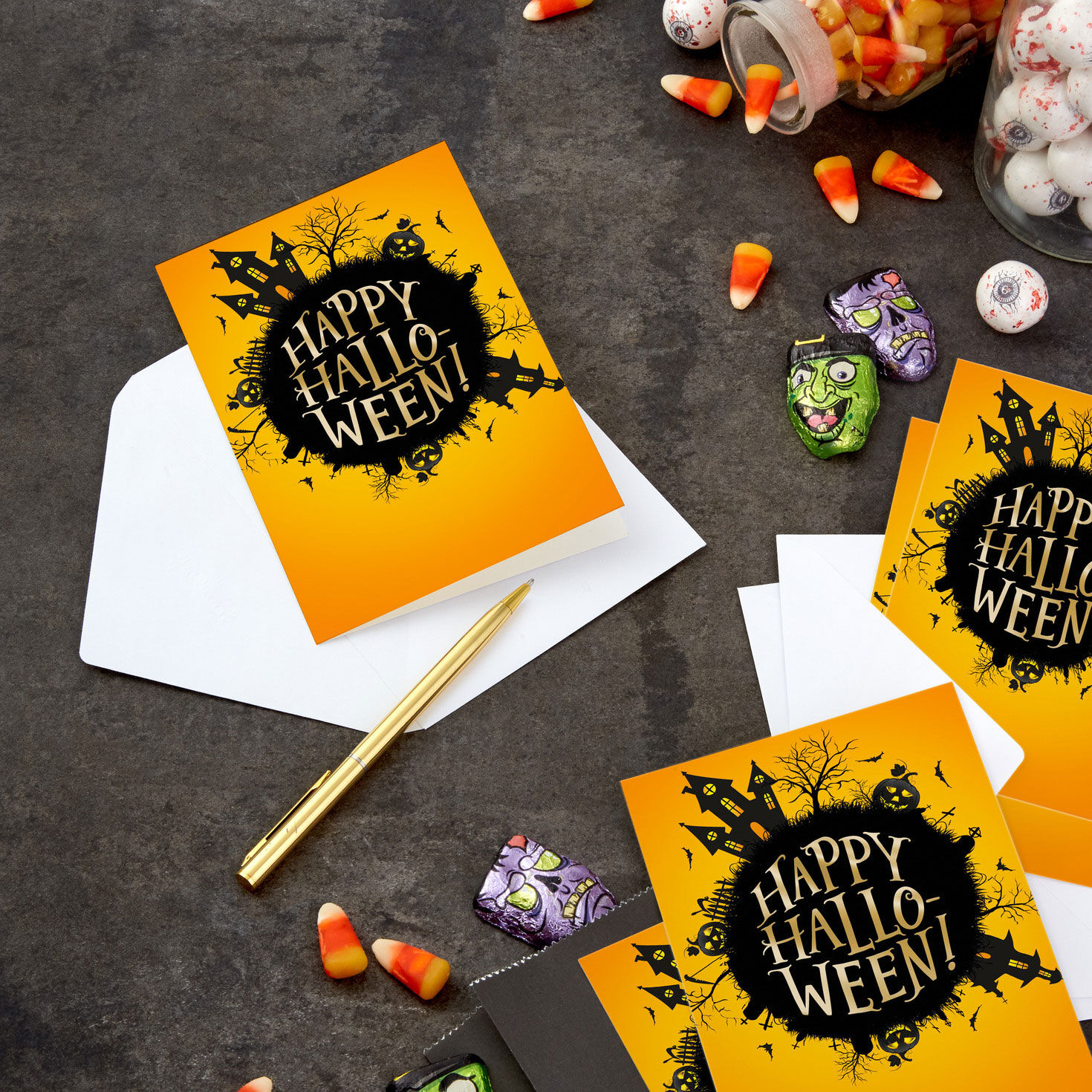 Spooky House on Hill Halloween Cards  image number 6