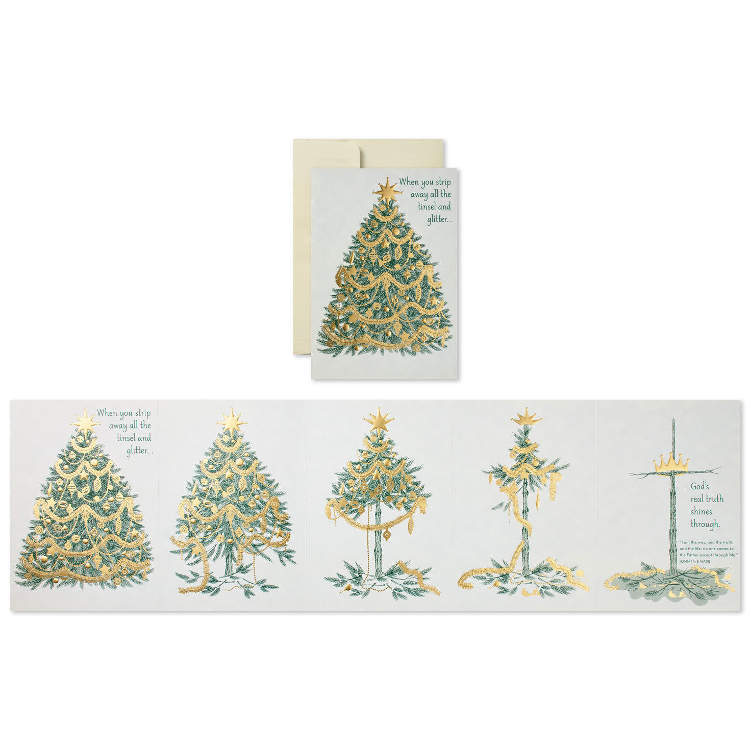 Tree and Cross DaySpring Religious Christmas Cards Card Front with Sentiment image number 3