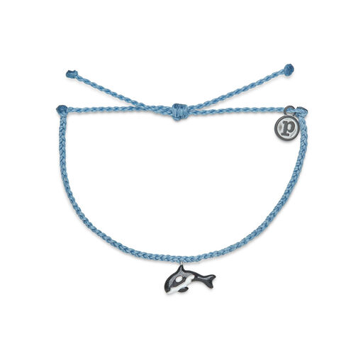 Pura Vida Orca Charm Sky Blue Bitty Braid Bracelet, 