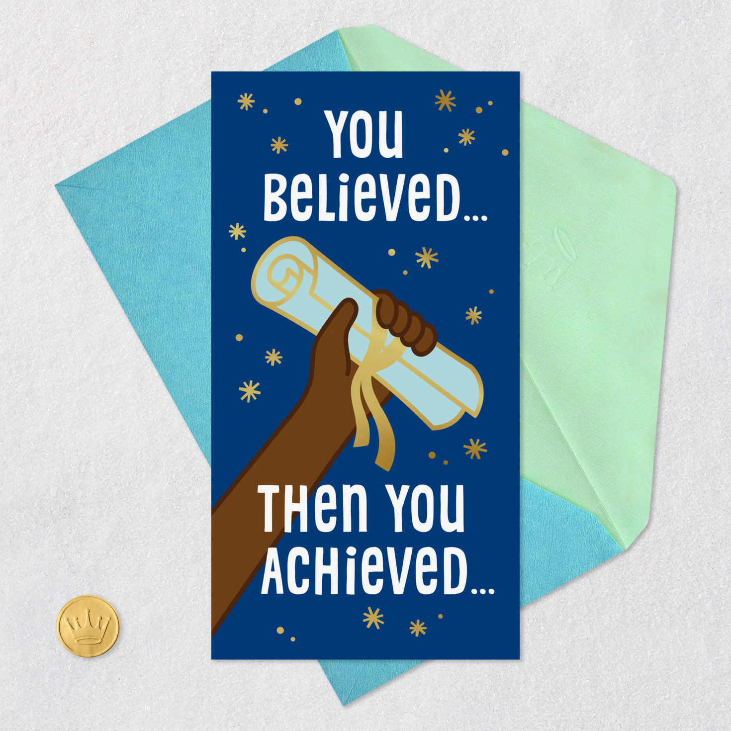 Black Hand with Diploma Graduation Money Holder Card Card Front with Envelope and Gold Seal image number 6