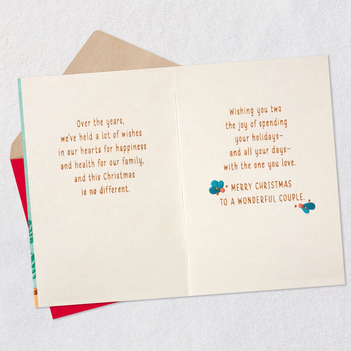 Wreath on Door Christmas Card for Sister and Brother-in-Law Open card with envelope image number 4