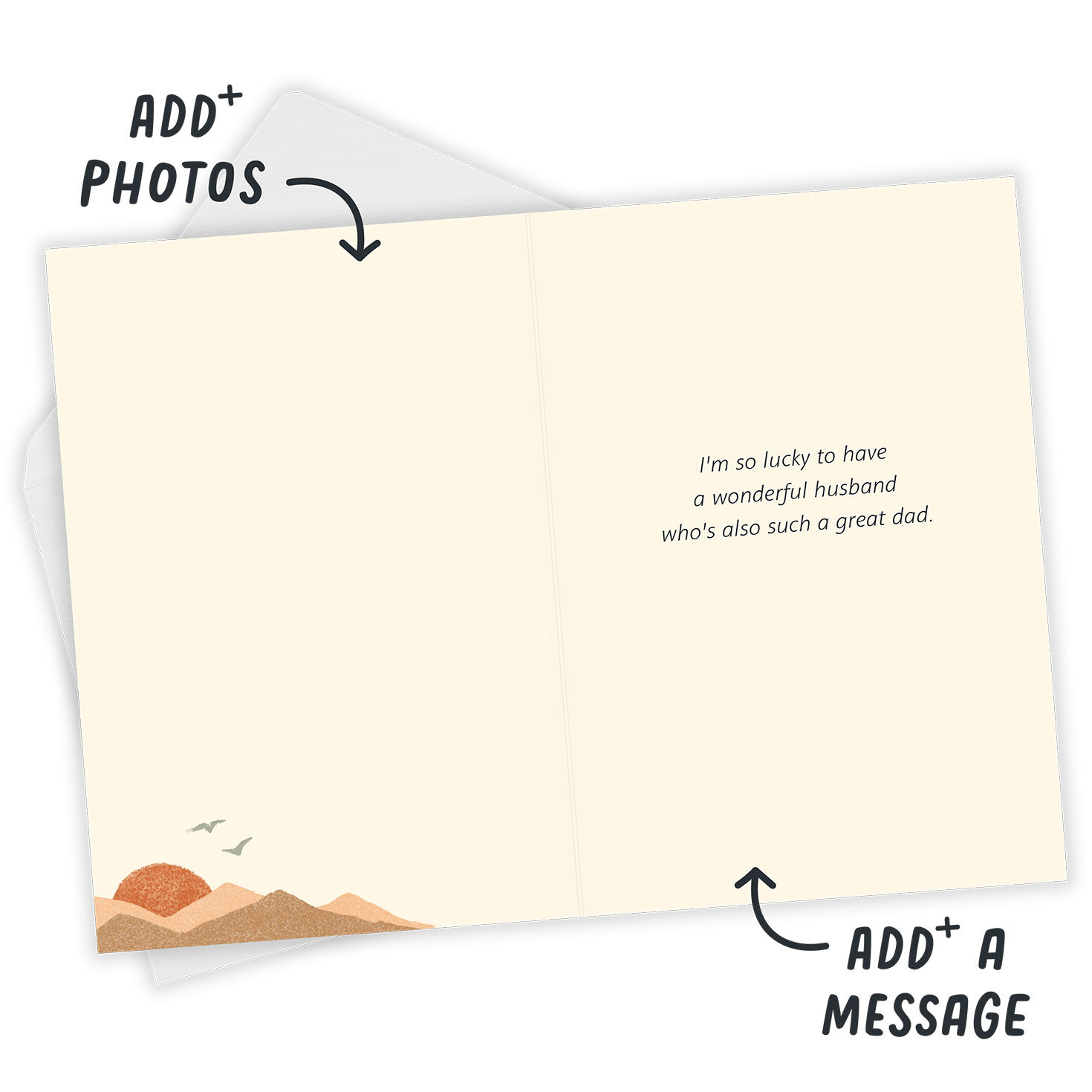 Husband You Are Loved Personalized Father's Day Card Open Card with Envelope indicating personalization image number 3