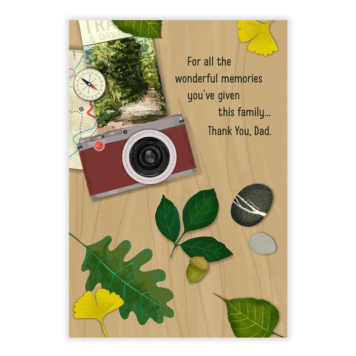 Camera and Leaves Personalized Father's Day Card front image number 2