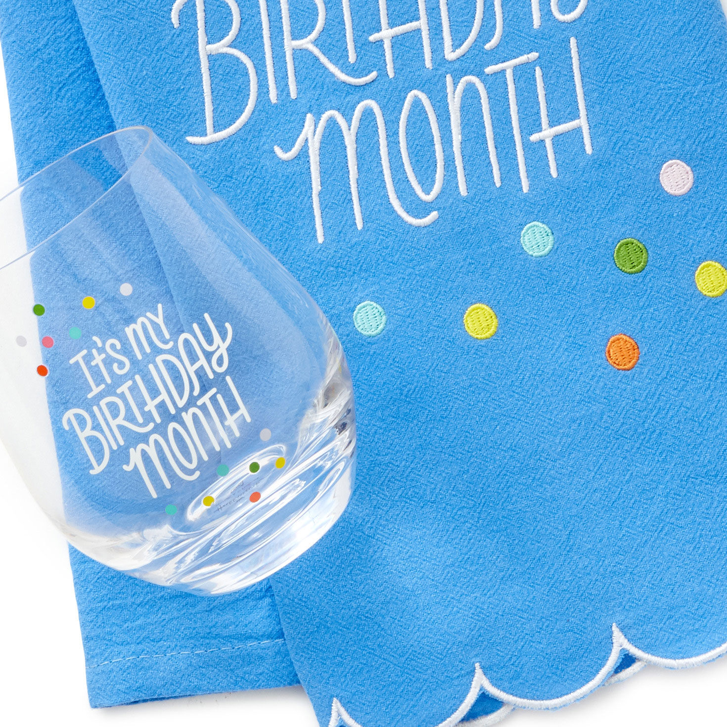 Birthday Month Tea Towel and Wine Glass Bundle, , large image number 4