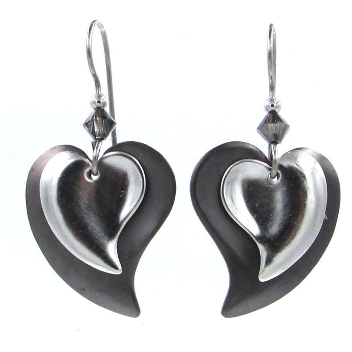 Silver Modern Hearts Layered Metal Drop Earrings for only USD 21.00 | Hallmark