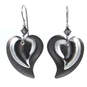 Silver Modern Hearts Layered Metal Drop Earrings, , large image number 1
