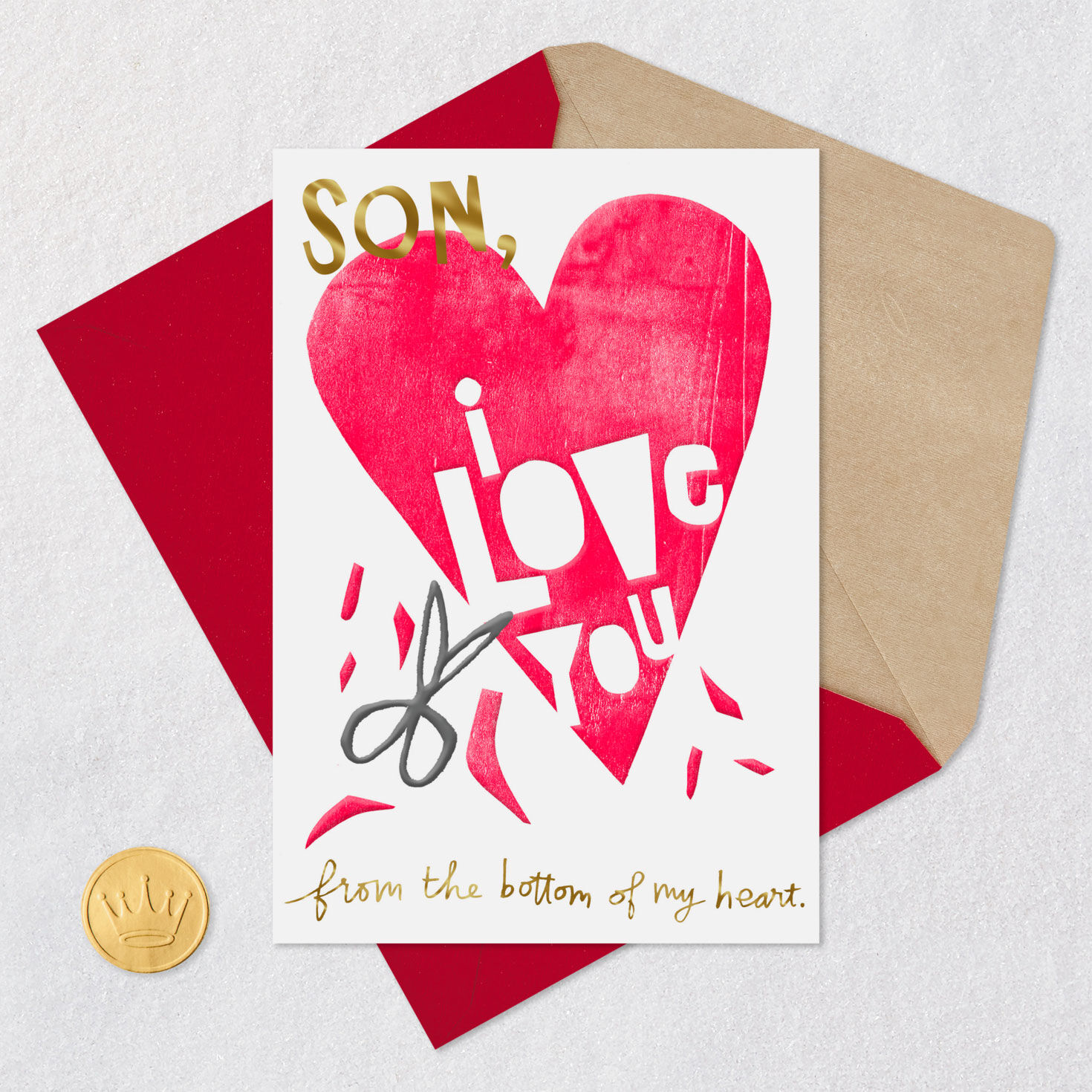 Cut Paper Heart Son Valentine's Day Card  image number 5