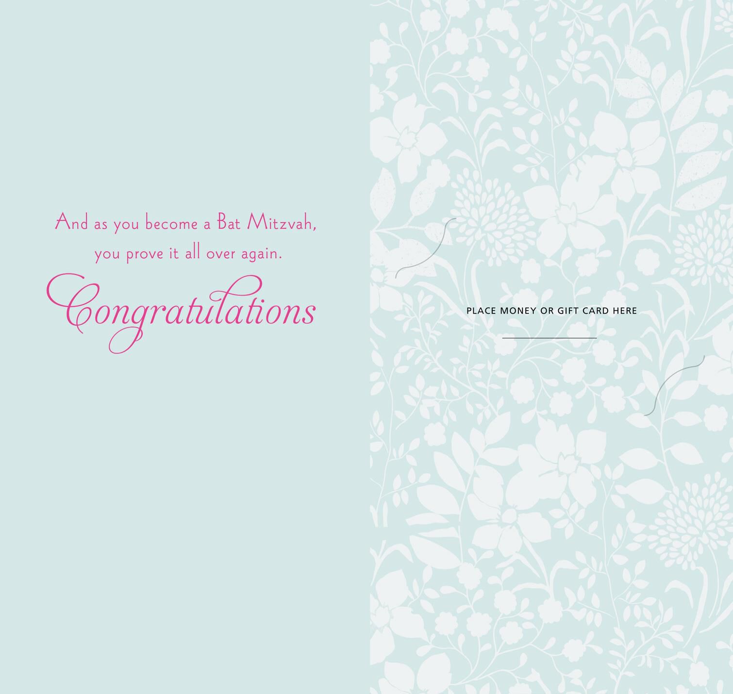 Colorful Flowers Money Holder Bat Mitzvah Card