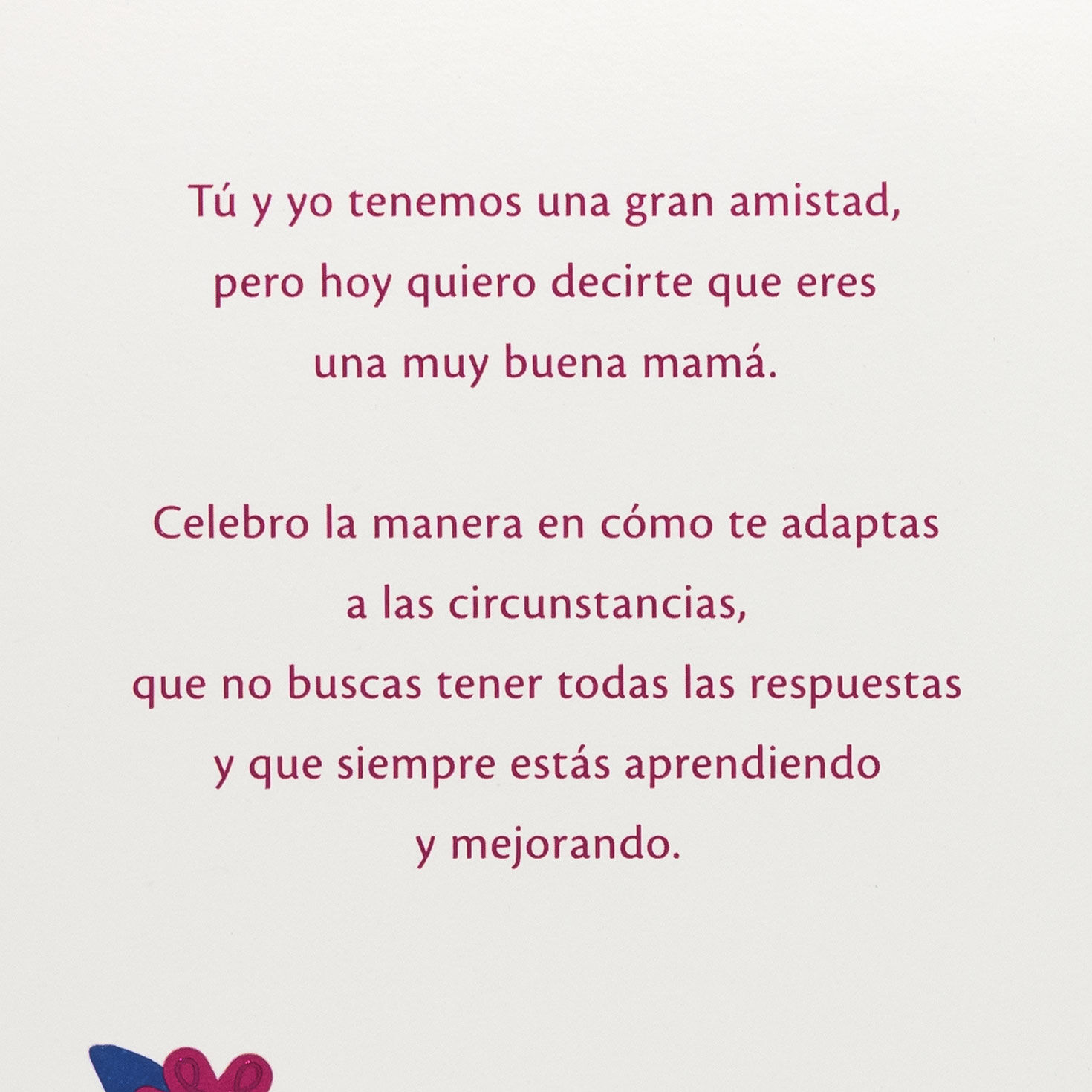 Bright Flowers on Blue Friend Mother's Day Card in Spanish Sentiment image number 2