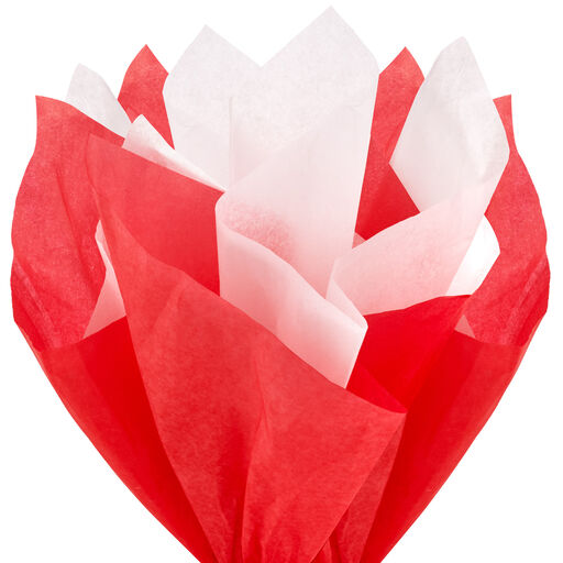 Solid Red and White 2-Pack Tissue Paper, 8 sheets, 