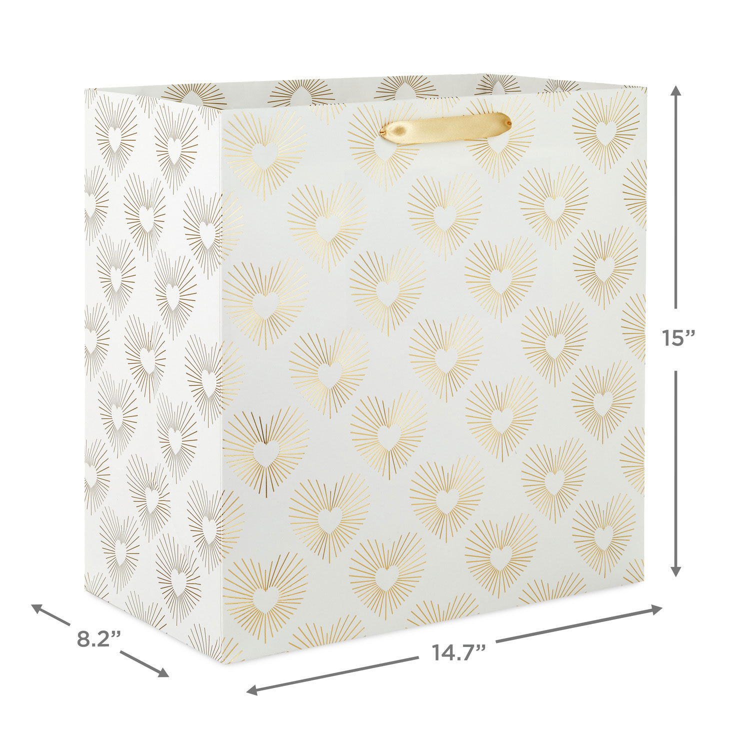 Gold Hearts on White Extra-Deep Gift Bag measurement image number 3