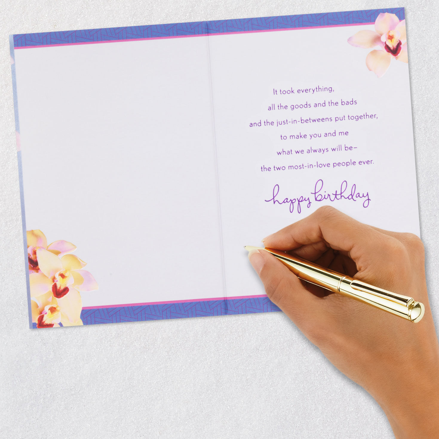 Flowers and Vellum Birthday Card for Wife signing card image number 6