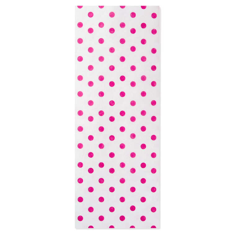Hot Pink Polka Dots Tissue Paper, 4 sheets