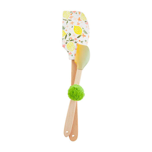 Mud Pie Yellow and Green Ombré and Floral Spatulas, Set of 2, 