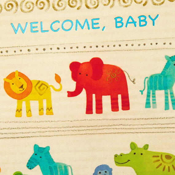 Cute Zoo Animals Welcome New Baby Card, , large image number 4