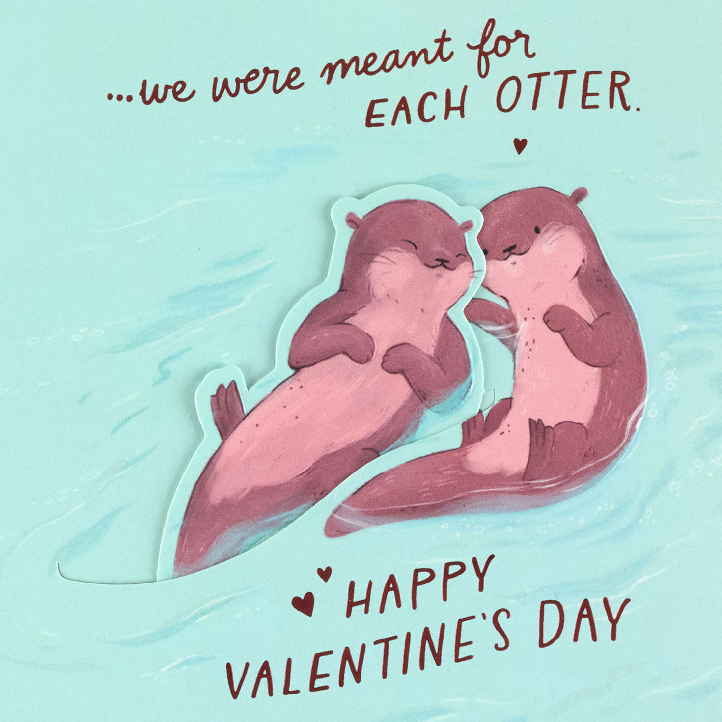 Two Otters on Water Valentine's Day Card Sentiment image number 2