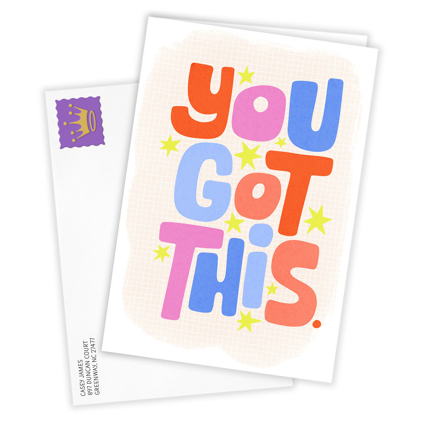 You Got This Colored Letters Personalized Card Card Front with Envelope image number 2