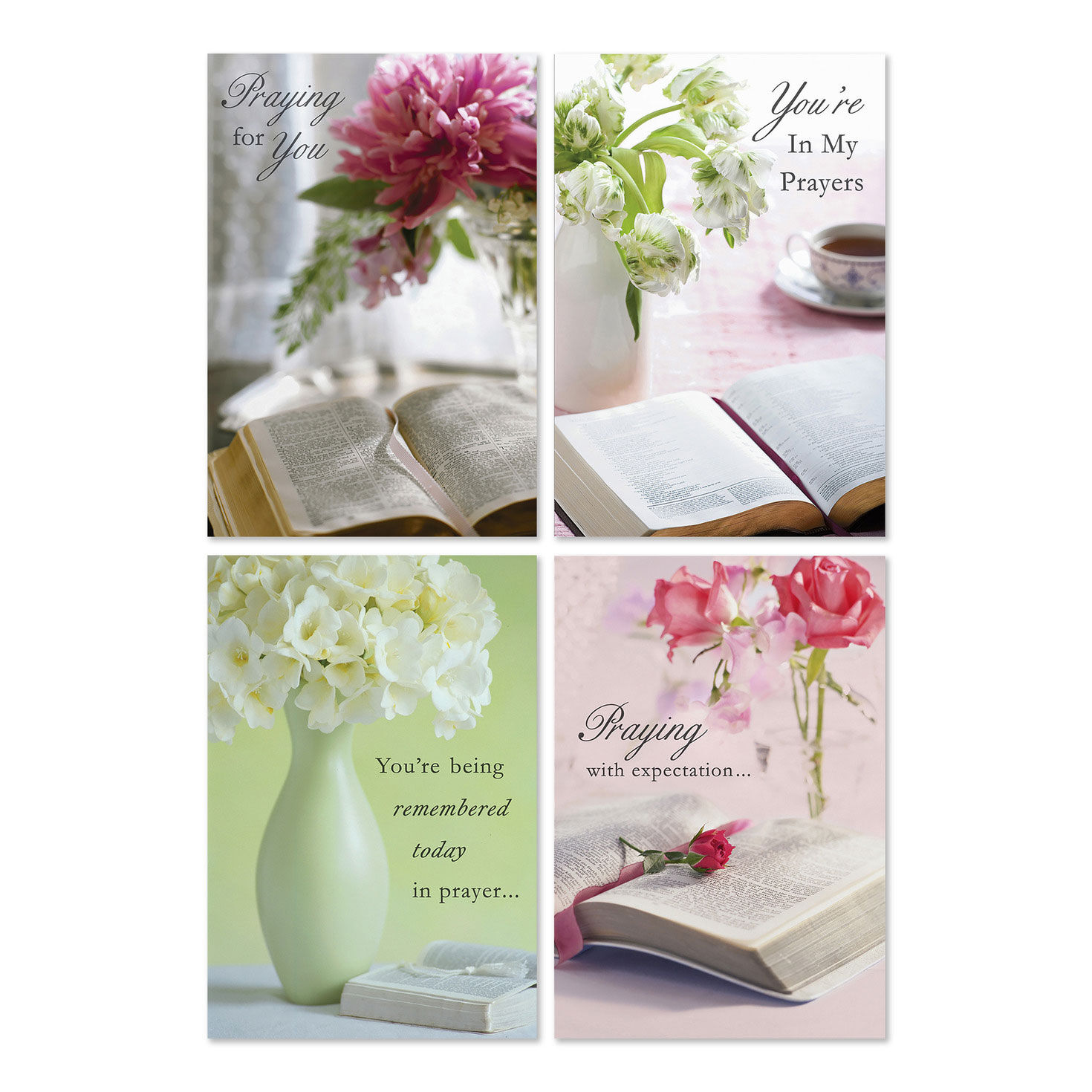 Scripture and Flowers Assorted Religious Praying for You Cards, Box of 12