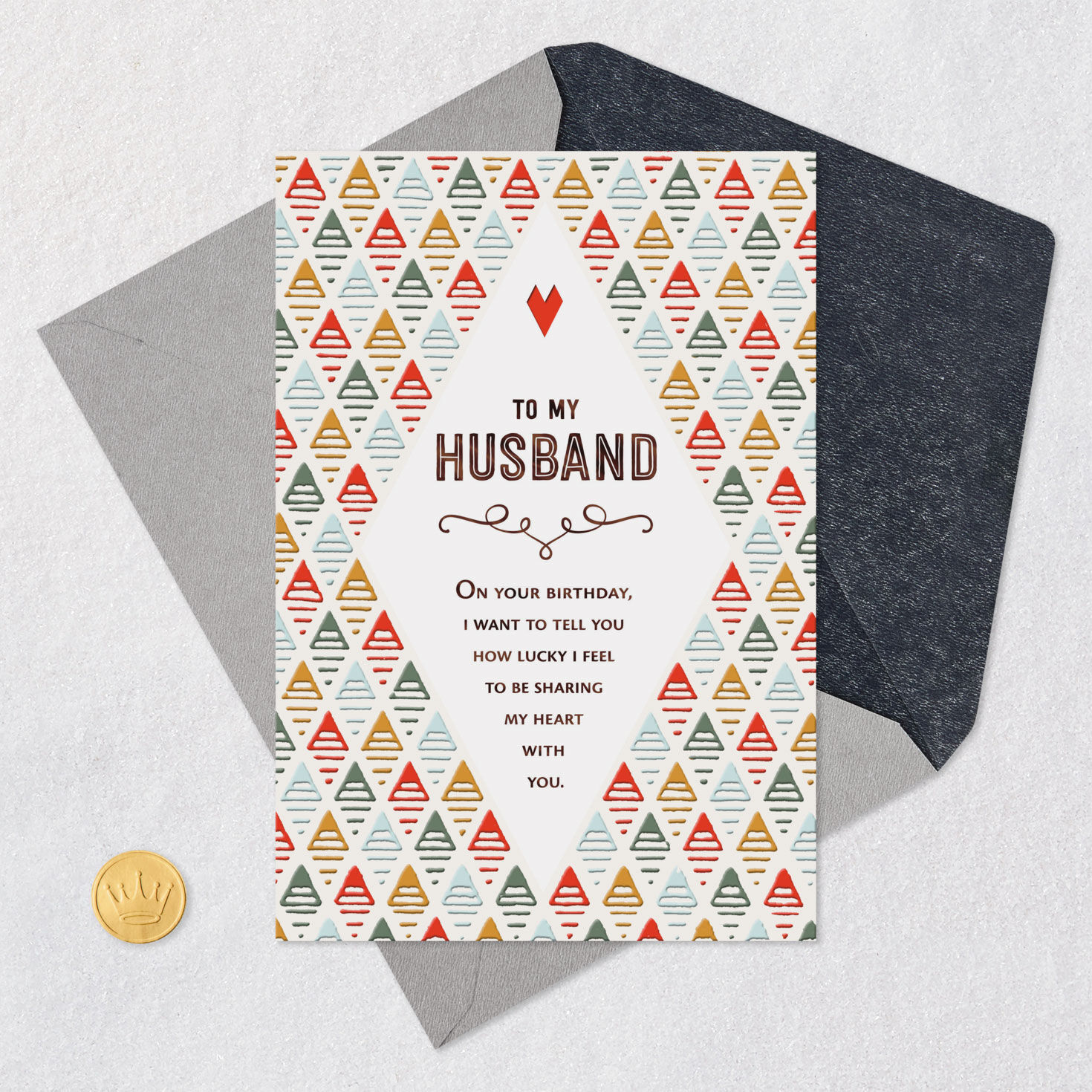 Colorful Diamond Pattern Birthday Card for Husband Card Front with Envelope and Gold Seal image number 6