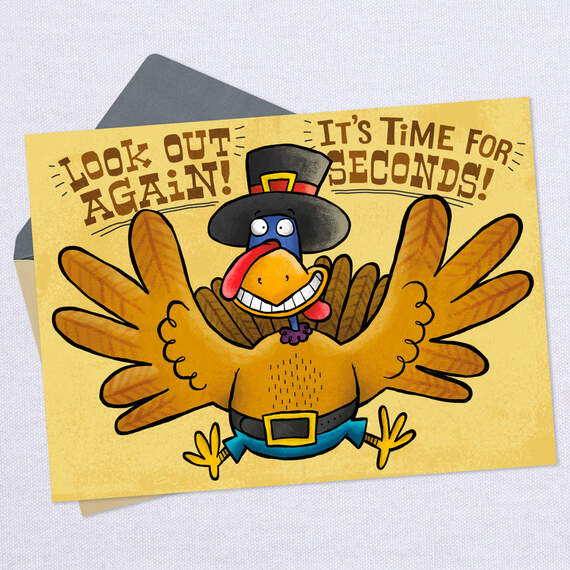 Turkey Hug Funny Pop-Up Thanksgiving Card, , large image number 3
