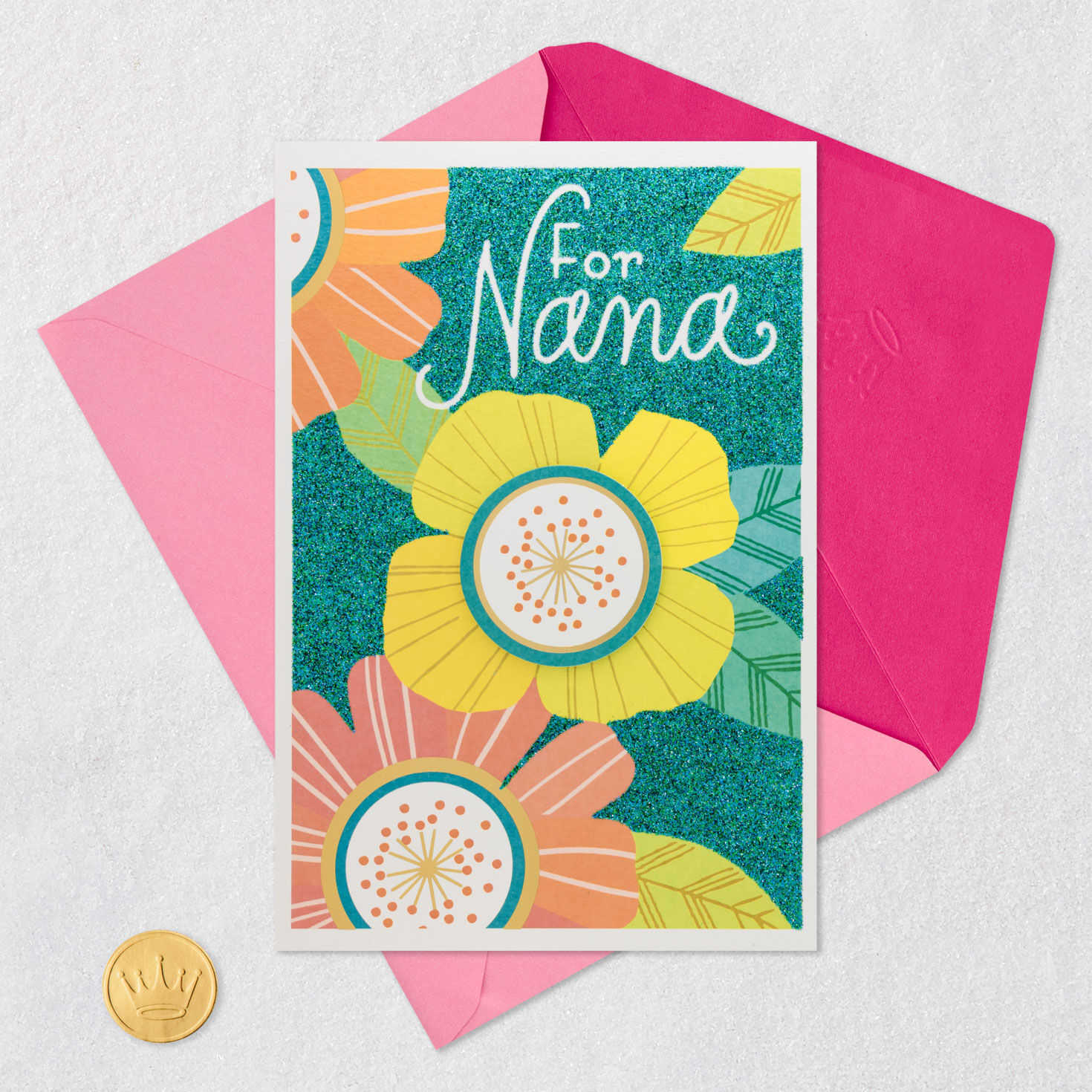 Yellow and Orange Flowers Mother's Day Card for Nana Card Front with Envelope and Gold Seal image number 6