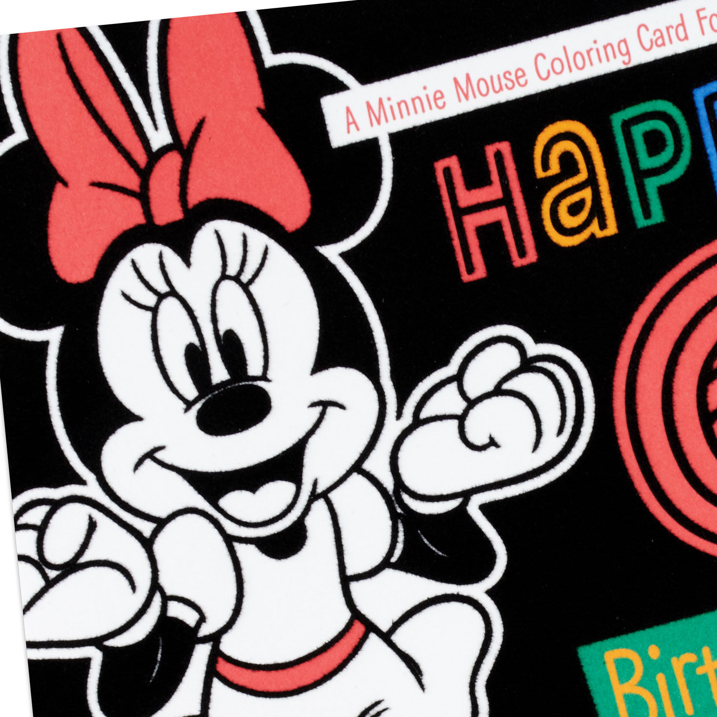 Minnie Mouse 6th Birthday Velvet Coloring Card for Girls Card Front Detail image number 5