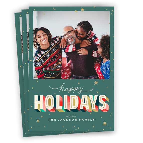 Colorful Shadowed Lettering Flat Holiday Photo Card, , large image number 1
