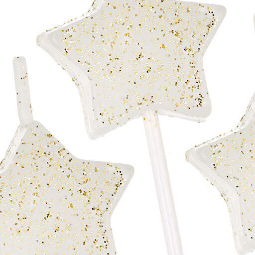 White Star-Shaped With Glitter Birthday Candles, Set of 6, 