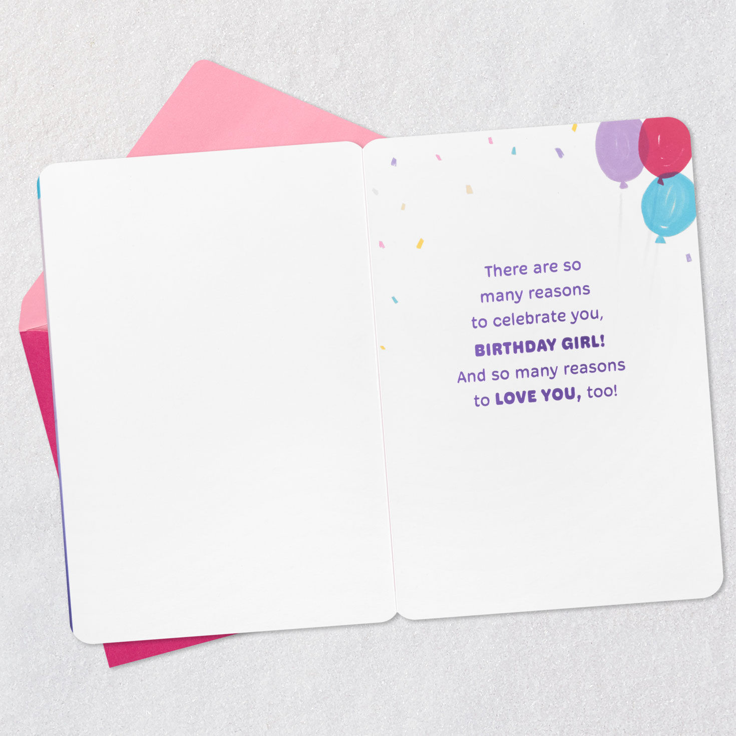 Dog With Balloons 3rd Birthday Card for Girls Open card with envelope image number 3