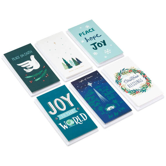 Peace and Joy Money-Holder Boxed Christmas Cards Assortment, Pack of 36