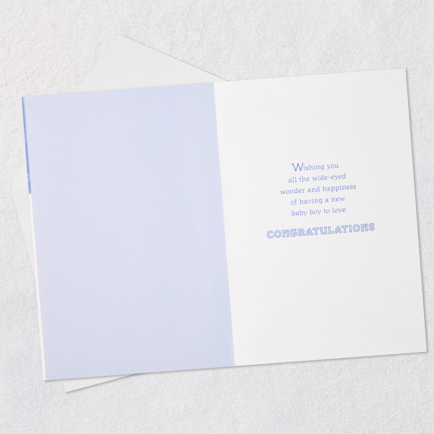Baby Deer Blue New Baby Boy Congrats Card Open card with envelope image number 3